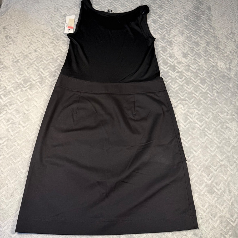DKNY Sleeveless Mixed Media Dress Women's 10 Black New Utility Zip Pocket $195 - Picture 5 of 7